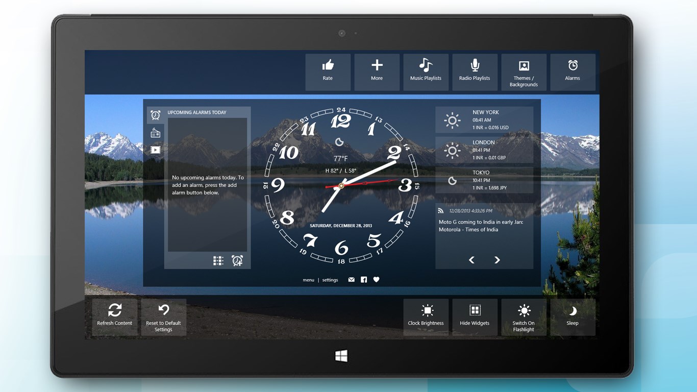 Alarm Clock Pro free nightstand with facebook weather music radio news currency converter and