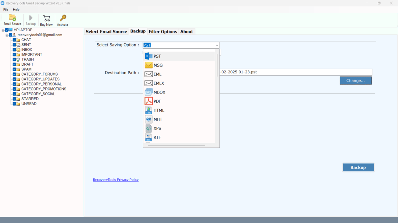 Snapshot 5 of RecoveryTools Gmail to Outlook Migration Tool