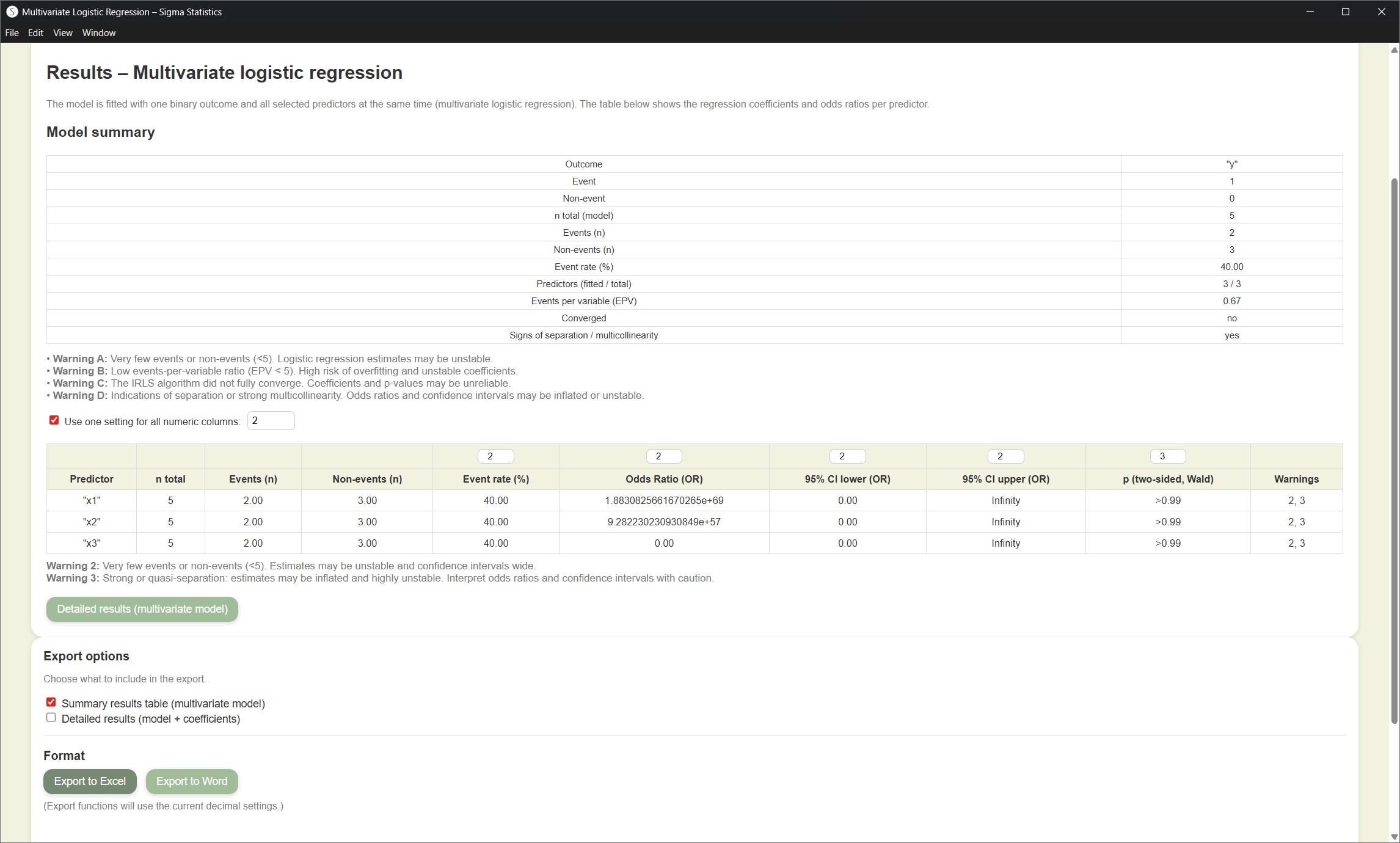 Sigma Statistics screenshot