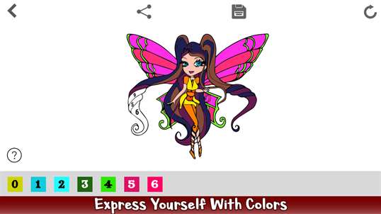 Fairy Color by Number - Girls Coloring Book pages screenshot 3