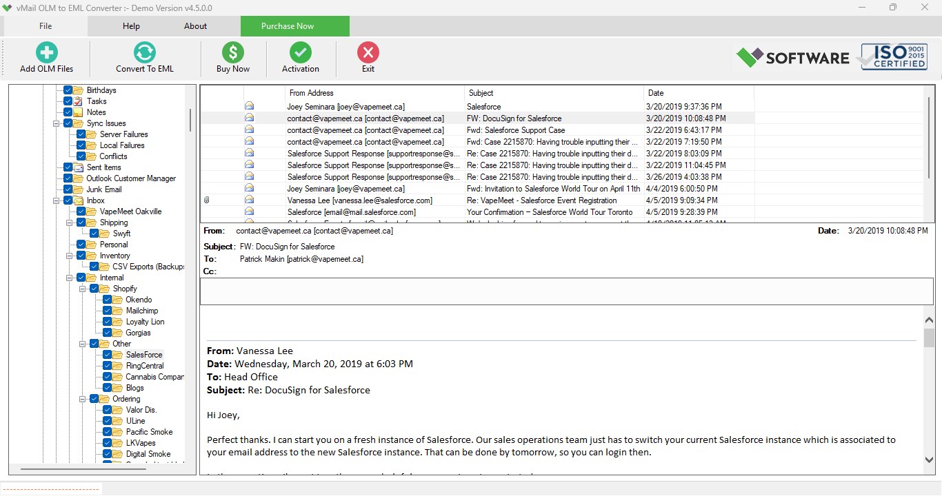 OLM to EML Converter screenshot