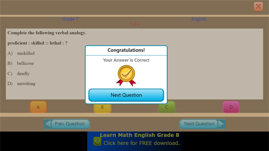 QVprep Lite Math English Grade 7 screenshot 7