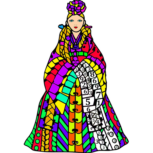 Korean Color By Number - Adult Coloring Book