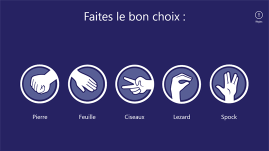 Pierre, feuille, ciseaux, lézard, Spock screenshot 1