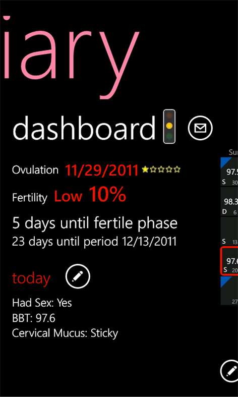 Fertility Diary Screenshots 1