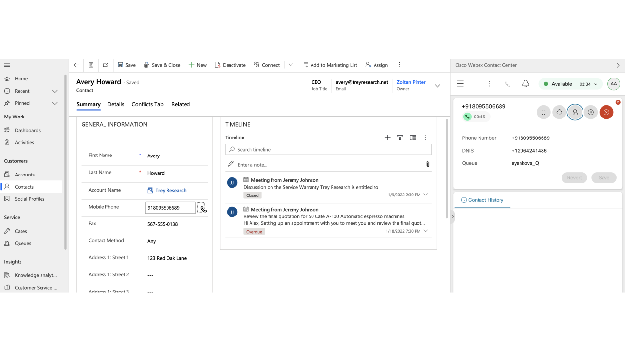 Snapshot 6 of Webex Contact Center for Microsoft Dynamics
