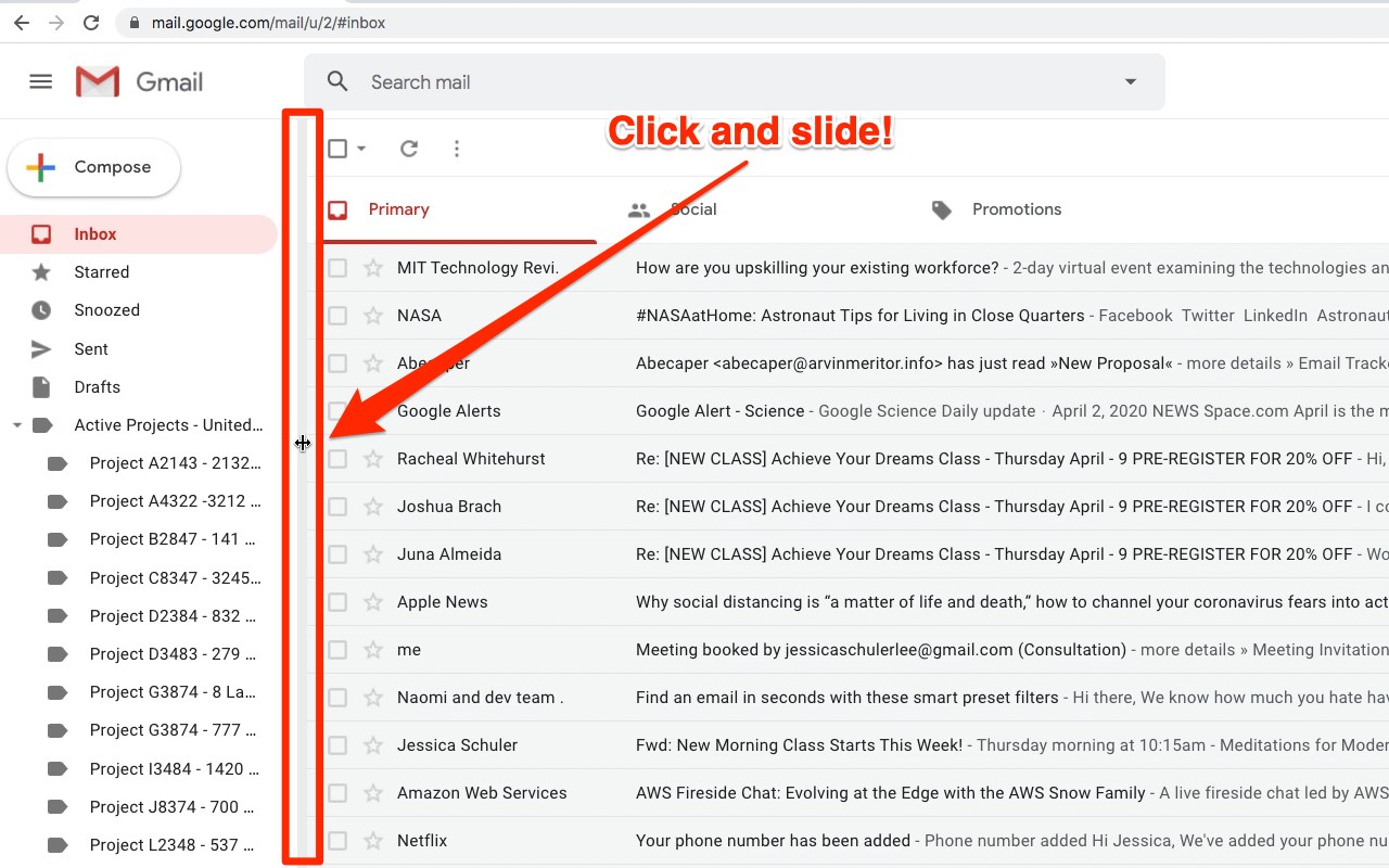 Resize Gmail Sidebar by cloudHQ