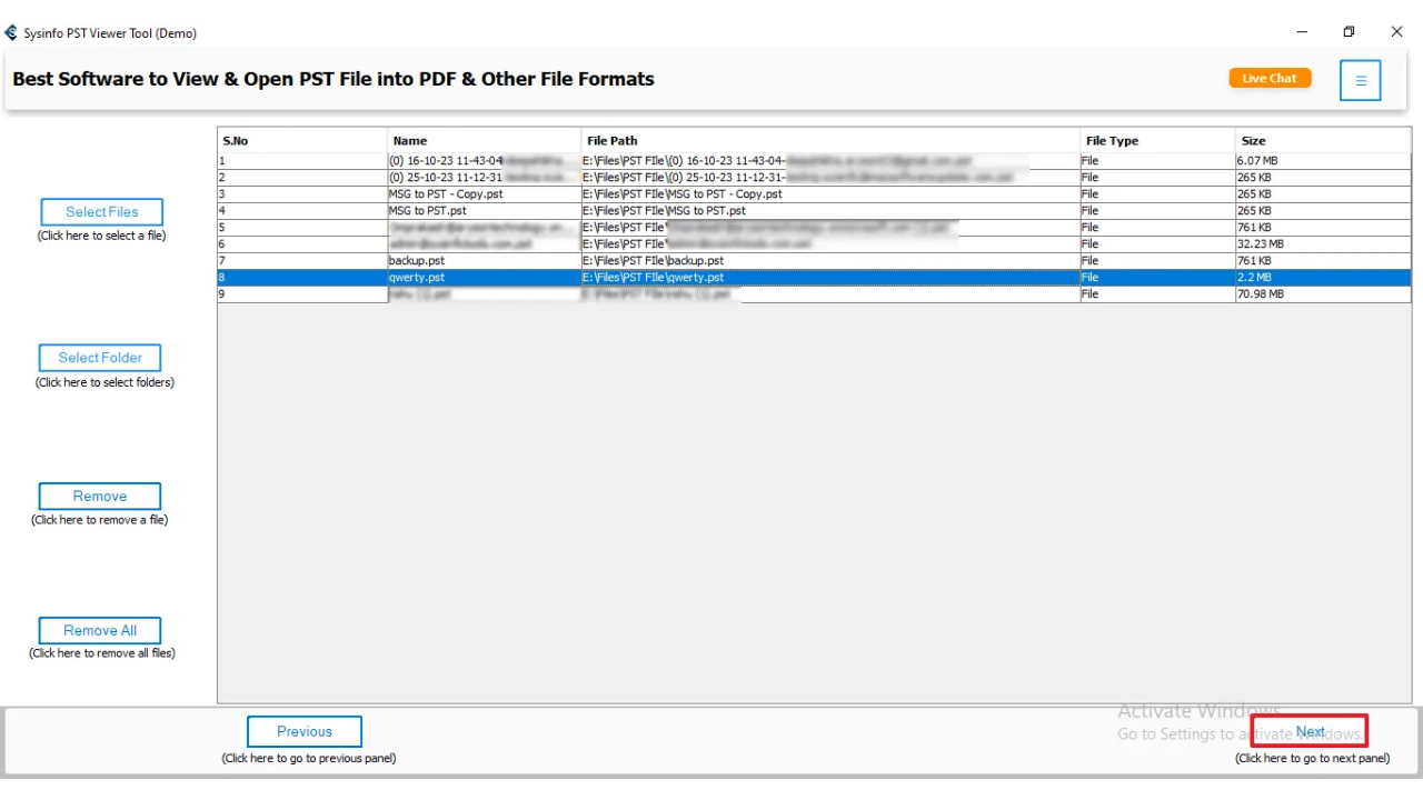 Snapshot 4 of SysInfo PST Viewer Tool