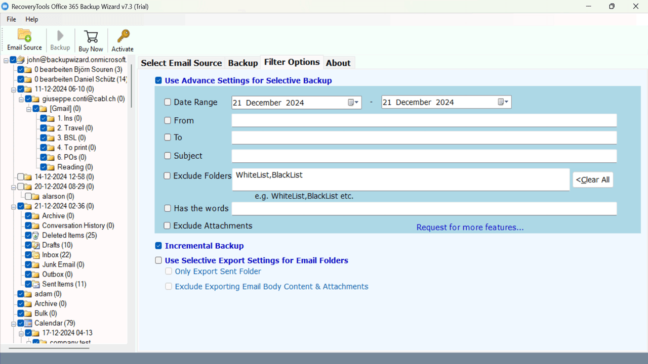 Snapshot 5 of RecoveryTools for Office 365 Backup Software