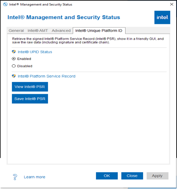 #4. Intel(R) Management and Security Status (Windows) 由: INTEL CORP