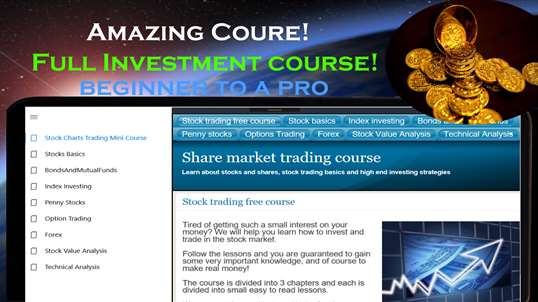 Stock charts - Investing Course for New Investors using stockcharts screenshot 1