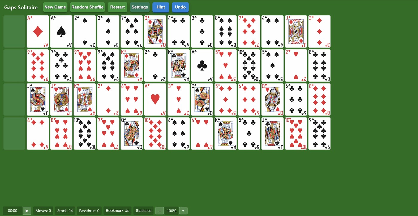 #1. Gaps Solitaire Solitairex (Windows) Bởi: Solitairen