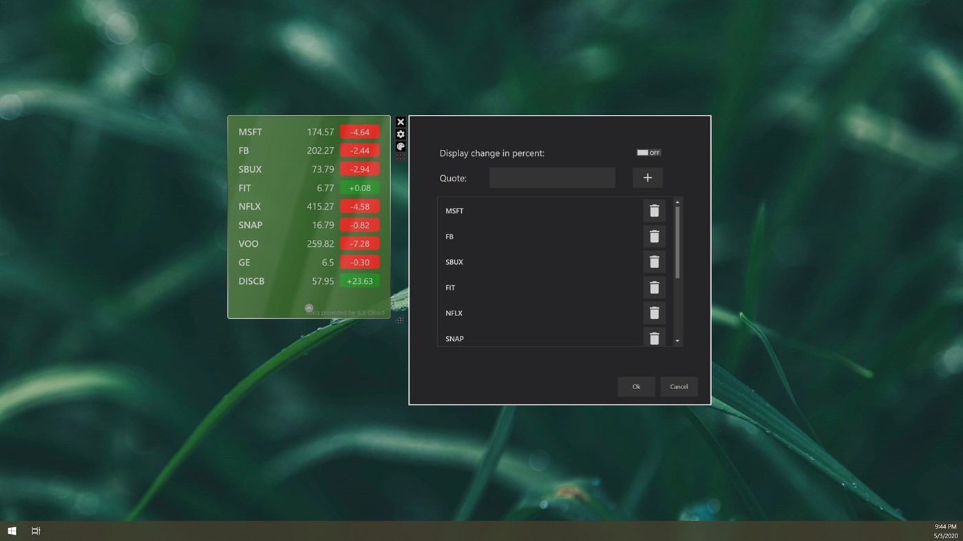 #2. Stocks for Widget Launcher (Windows) Ved: Chan Software Solutions