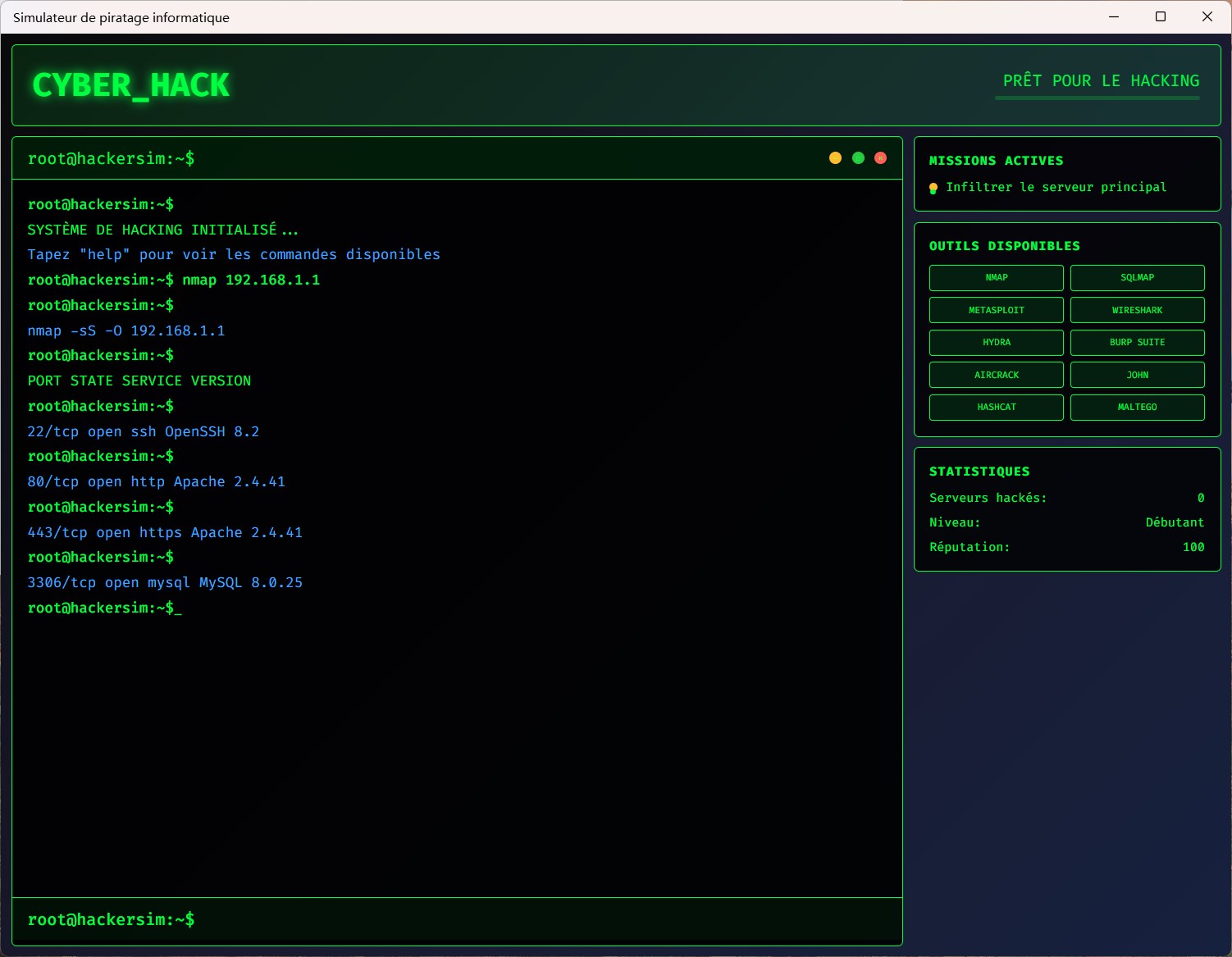 Simulateur de piratage informatique screenshot