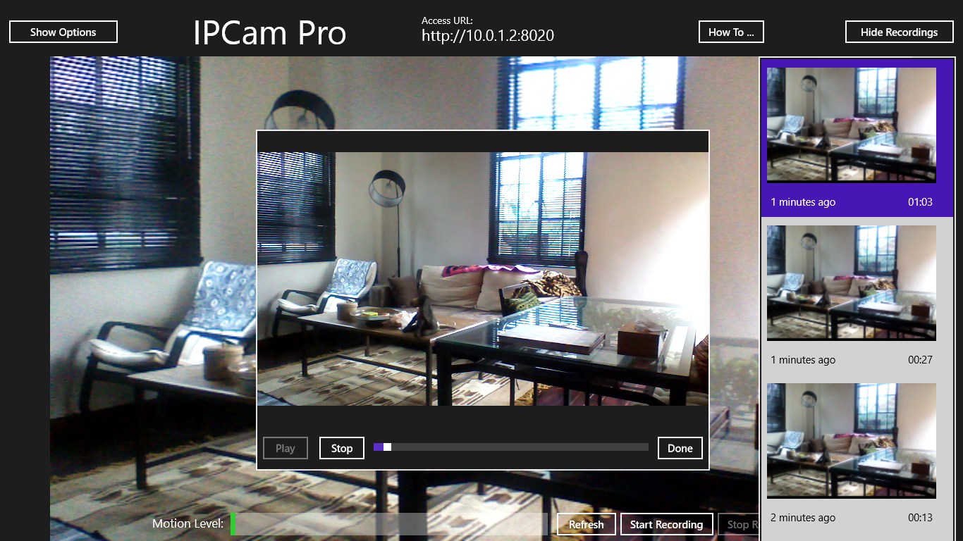 IPCam Pro for Windows 10.