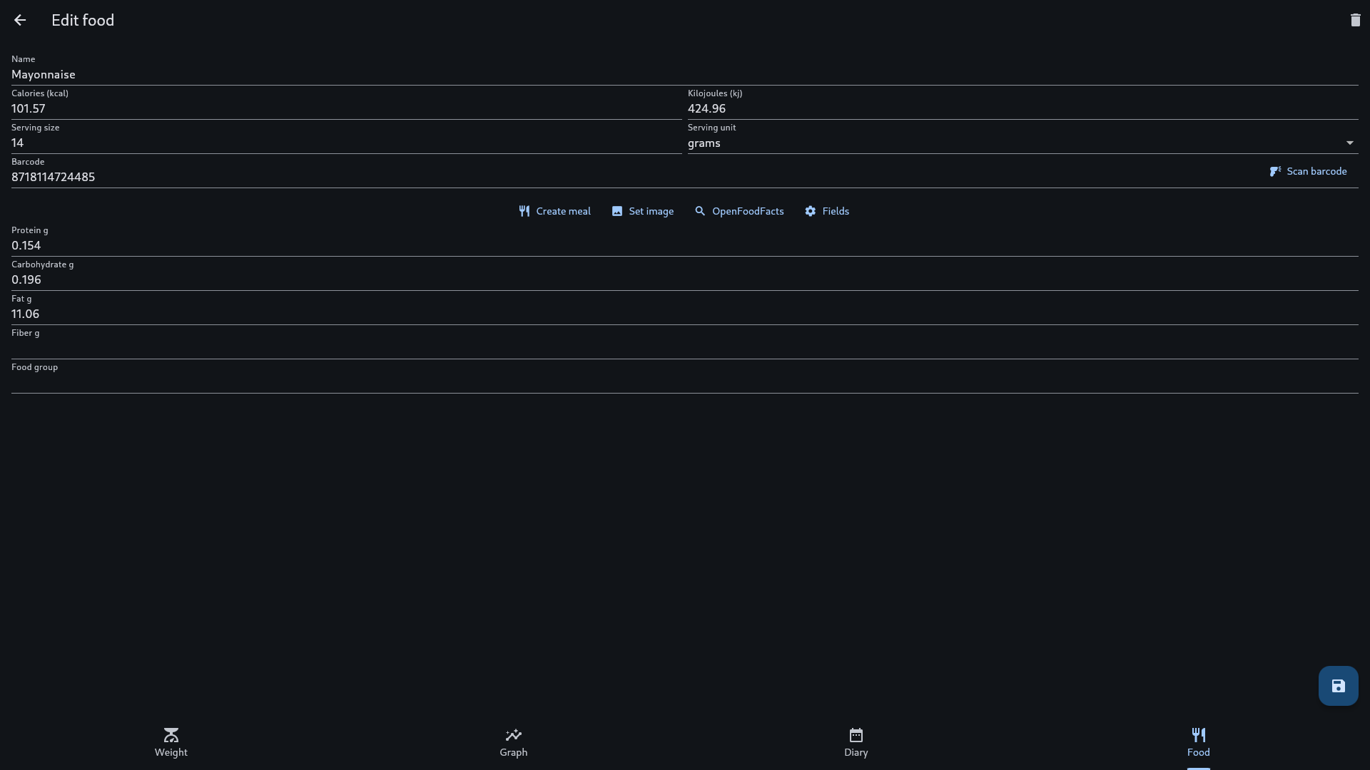 FitBook - Calorie tracker screenshot