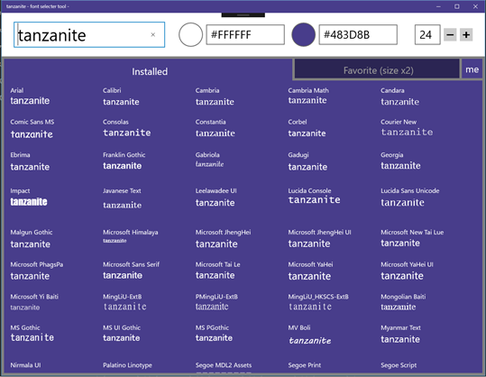 tanzanite - font selector tool - screenshot 1