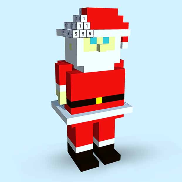 Christmas 3D Color by Number - Voxel Coloring Book