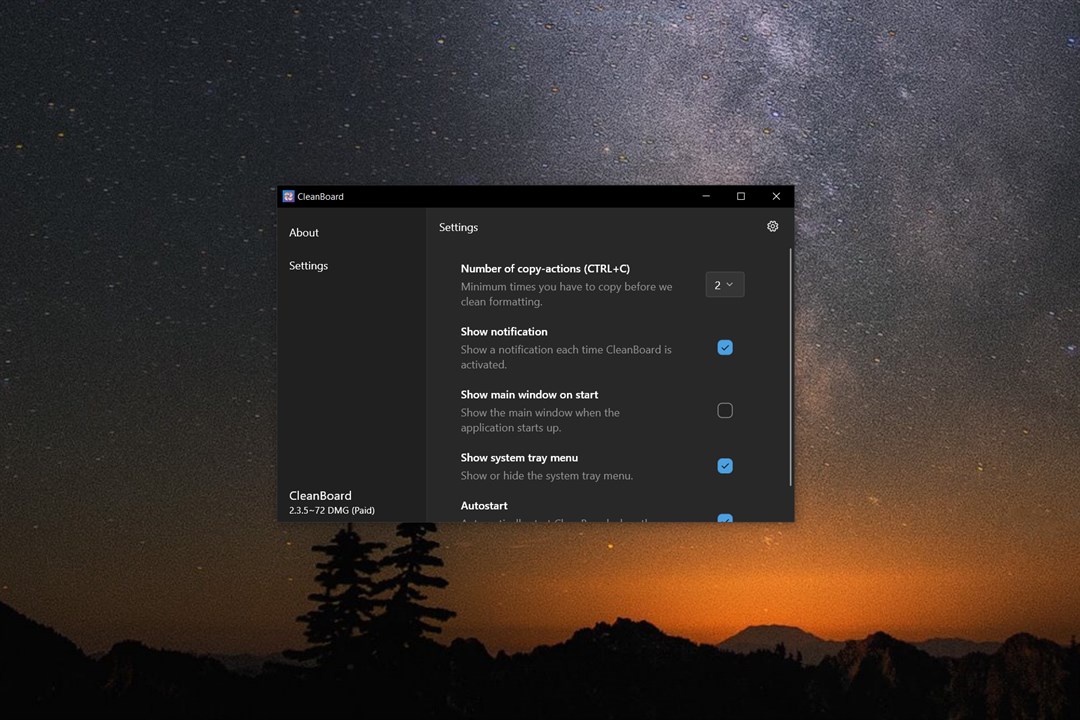 CleanBoard dark mode