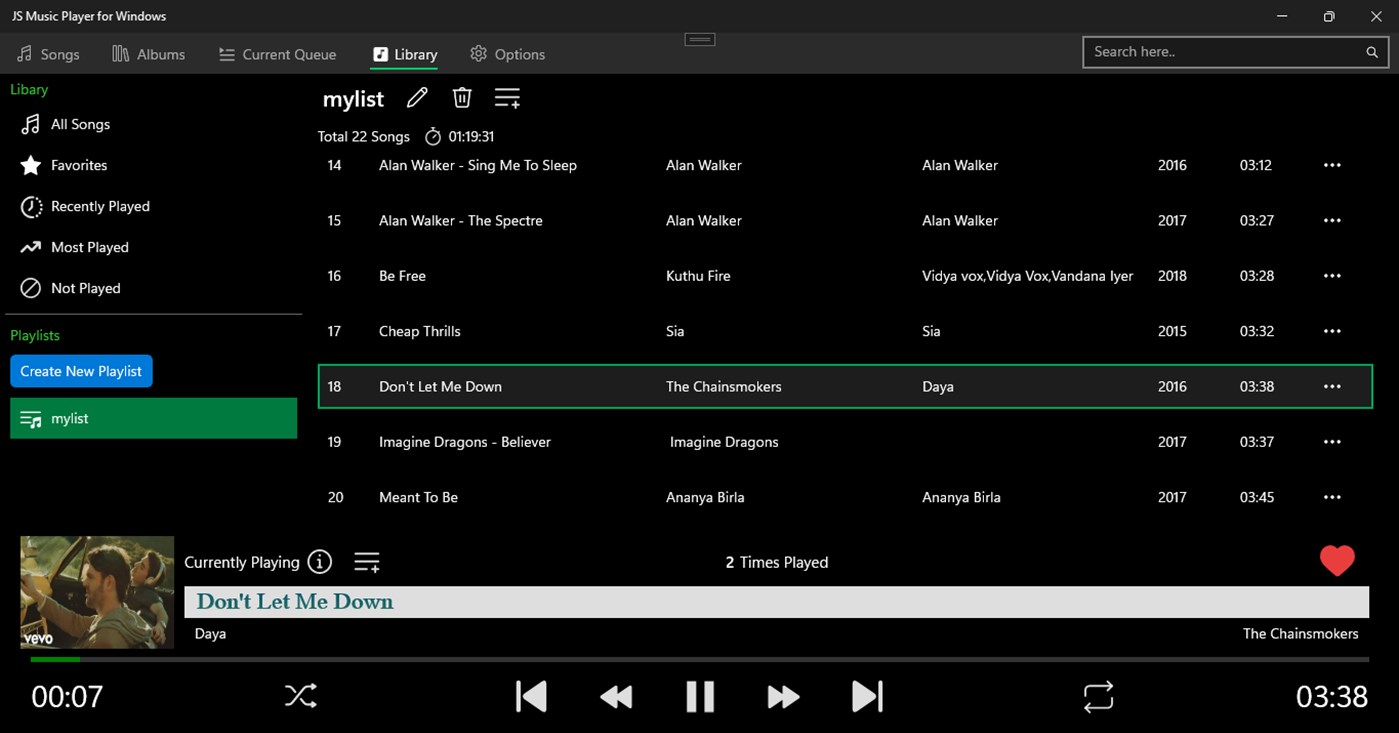 #6. JS Music Player for Windows (Windows) Ved: Jagadeesh K