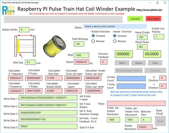Pulse Train Hat Serial Coil Winder Example screenshot 1