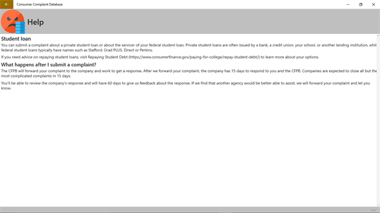 Consumer Complaint Database screenshot 5