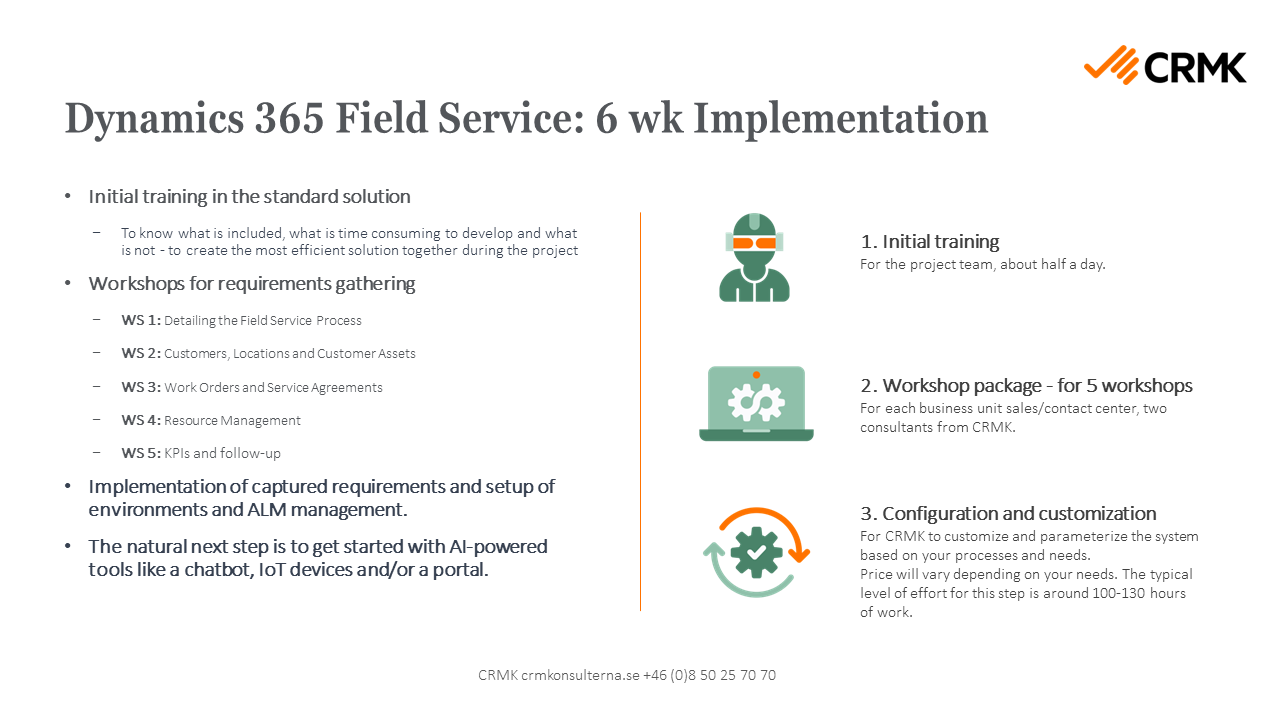 Snapshot 1 of Dynamics 365 Field Service: 6 wk Implementation