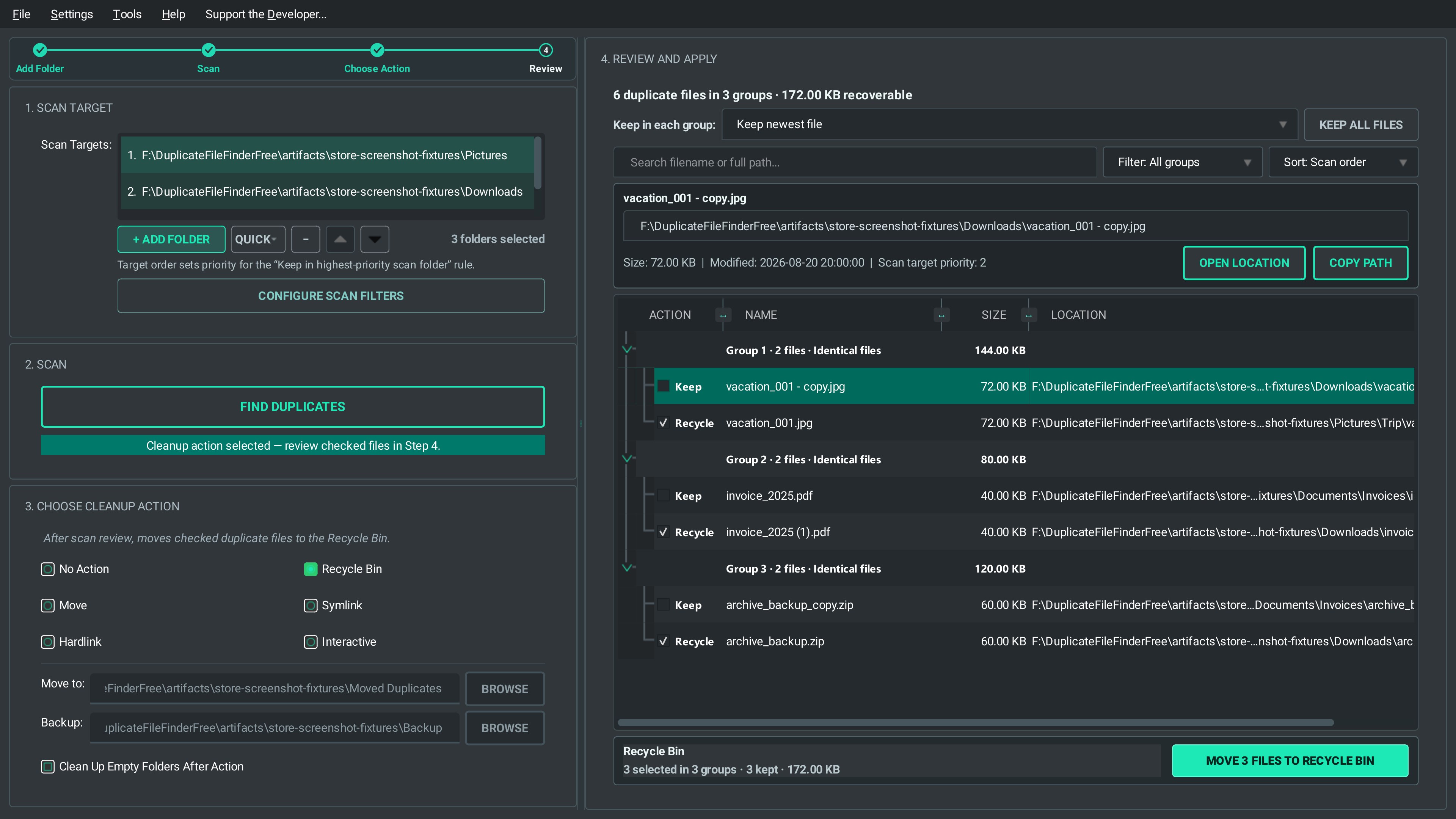 Duplicate File Finder Free screenshot