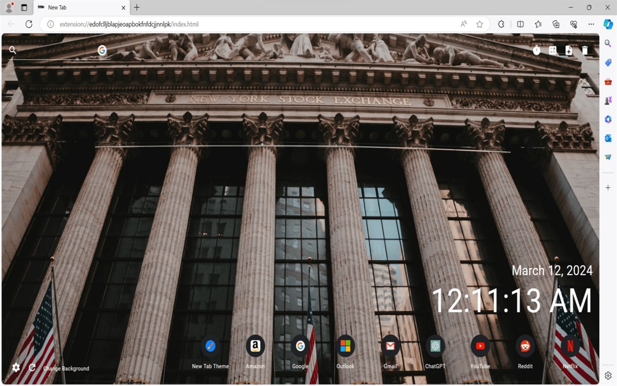 Wall Street Wallpaper New Tab - Complemento de edge