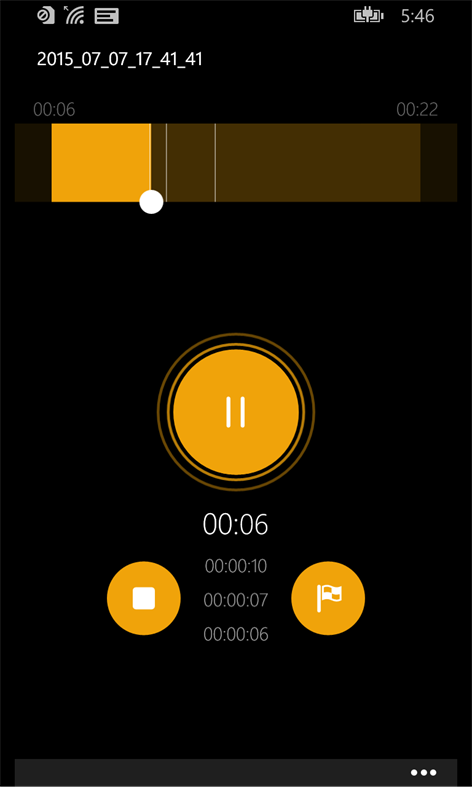 Imagen del menú de la aplicación Perfect Recorder 