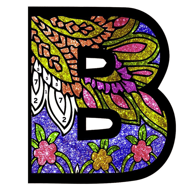 Alphabets Glitter Color by Number