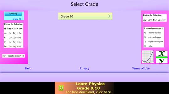 QVprep Lite Math English Grade 10 screenshot 1