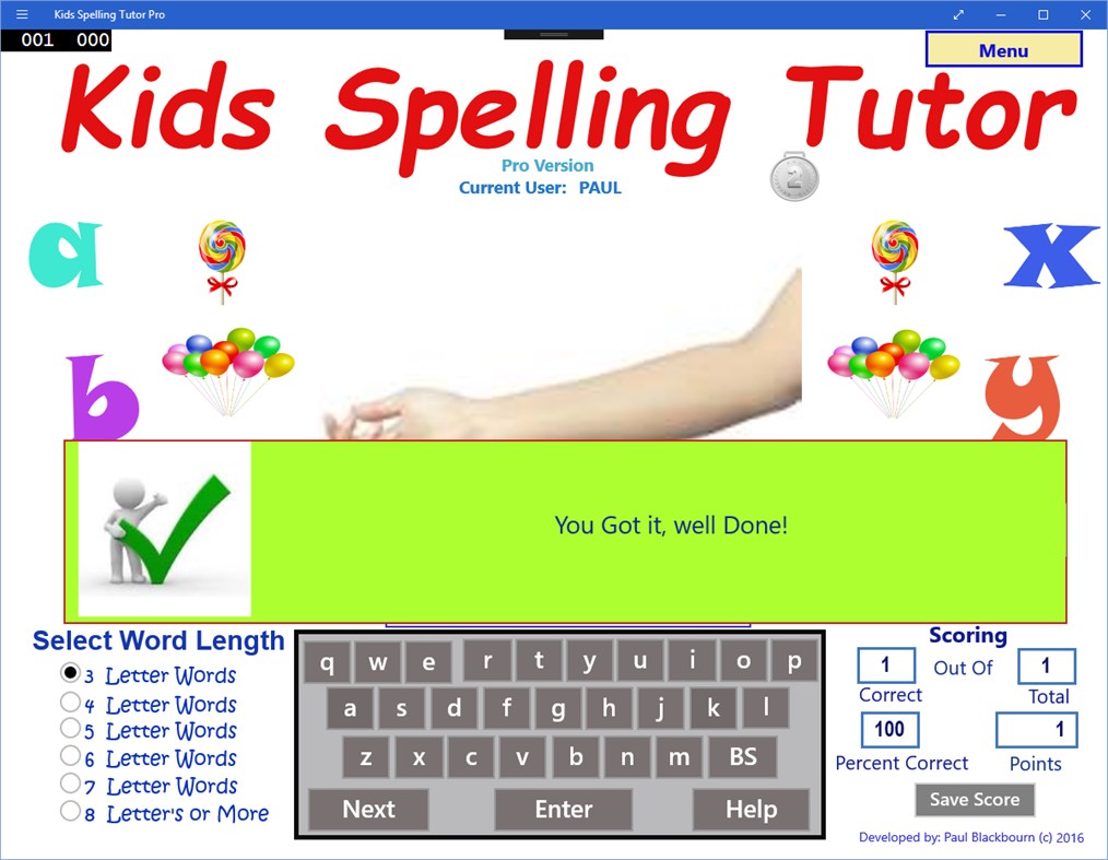 #3. Kids Spelling Tutor Pro (Windows) Podle: Paul Blackbourn