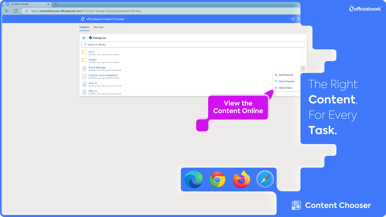 Snapshot 6 of officeatwork | Content Chooser for the Browser