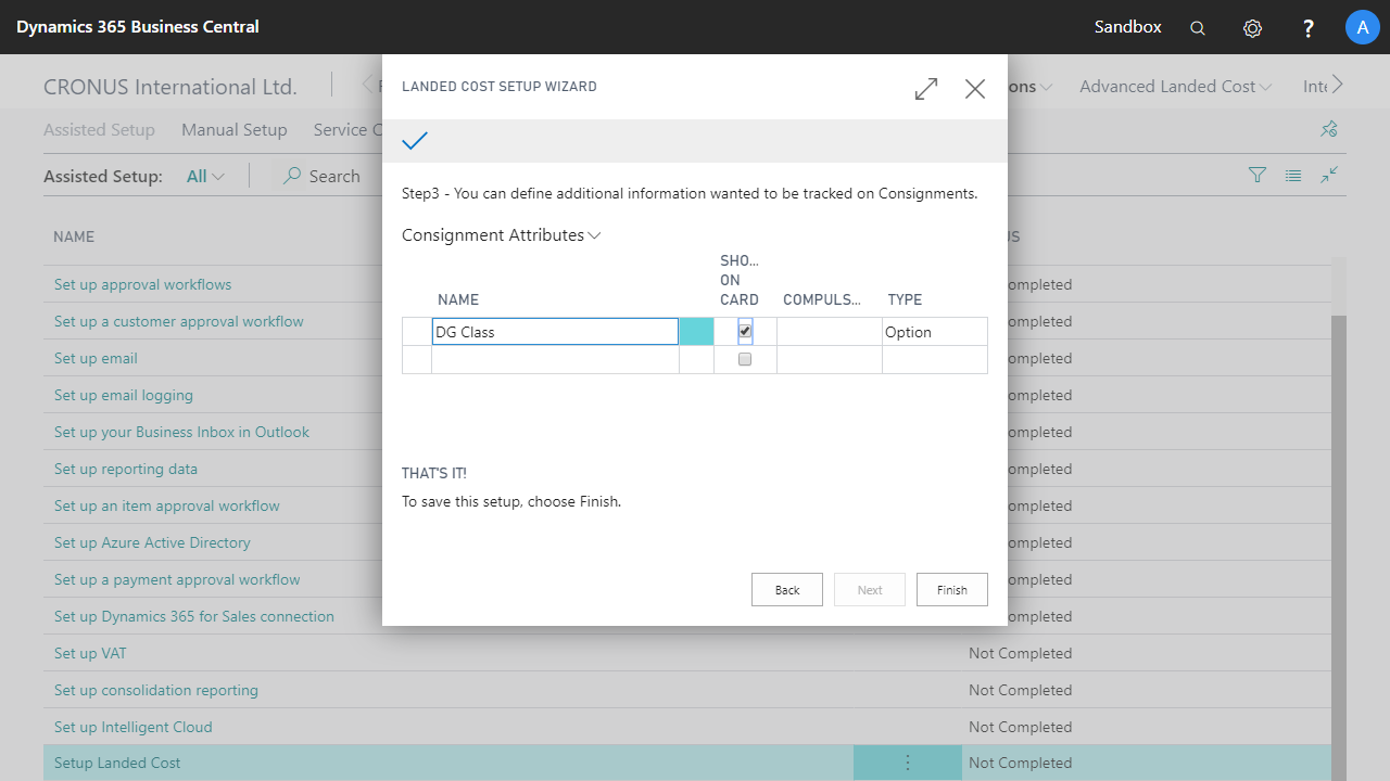 Snapshot 1 of Quick Start Advanced Landed Cost: 8-Hr Implementation
