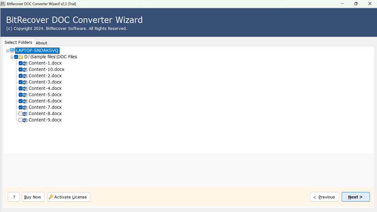 Snapshot 4 of BitRecover for DOC to RTF Converter