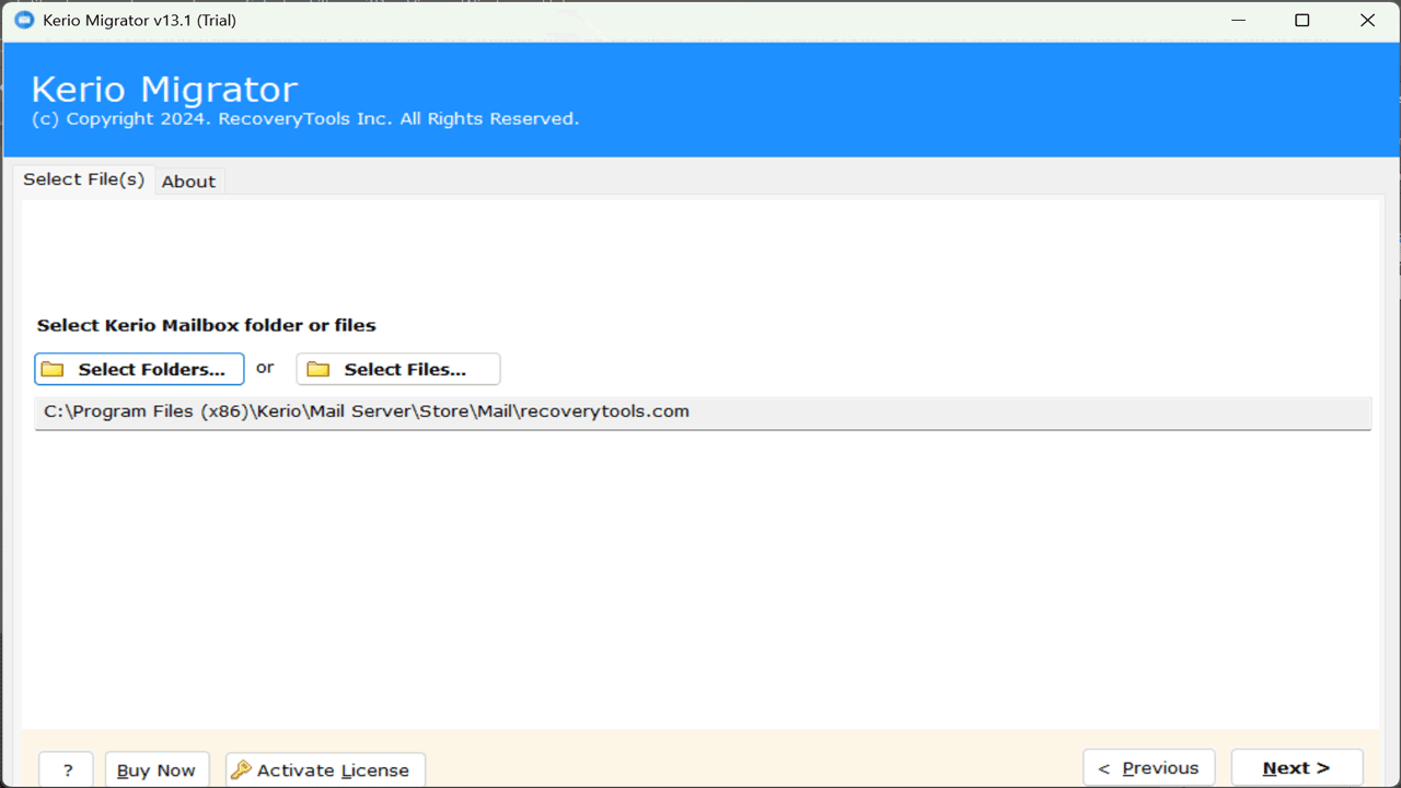 Snapshot 3 of RecoveryTools Kerio Migration Tool