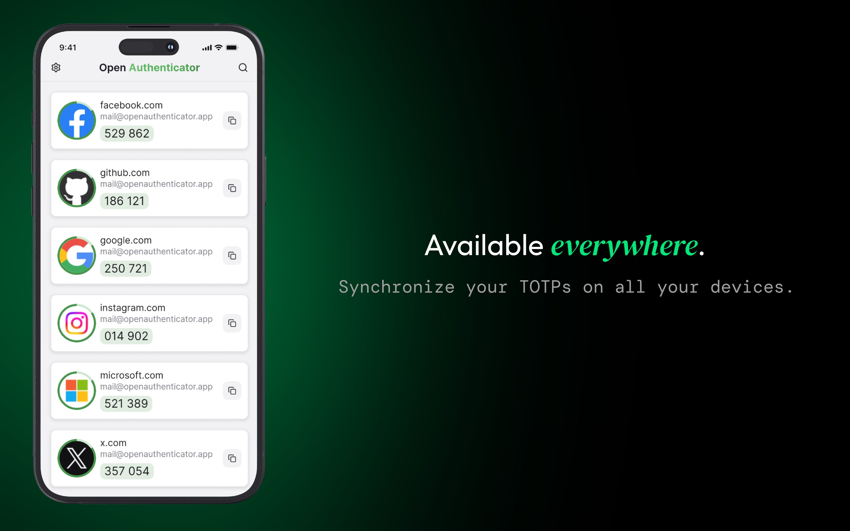 Open Authenticator screenshot