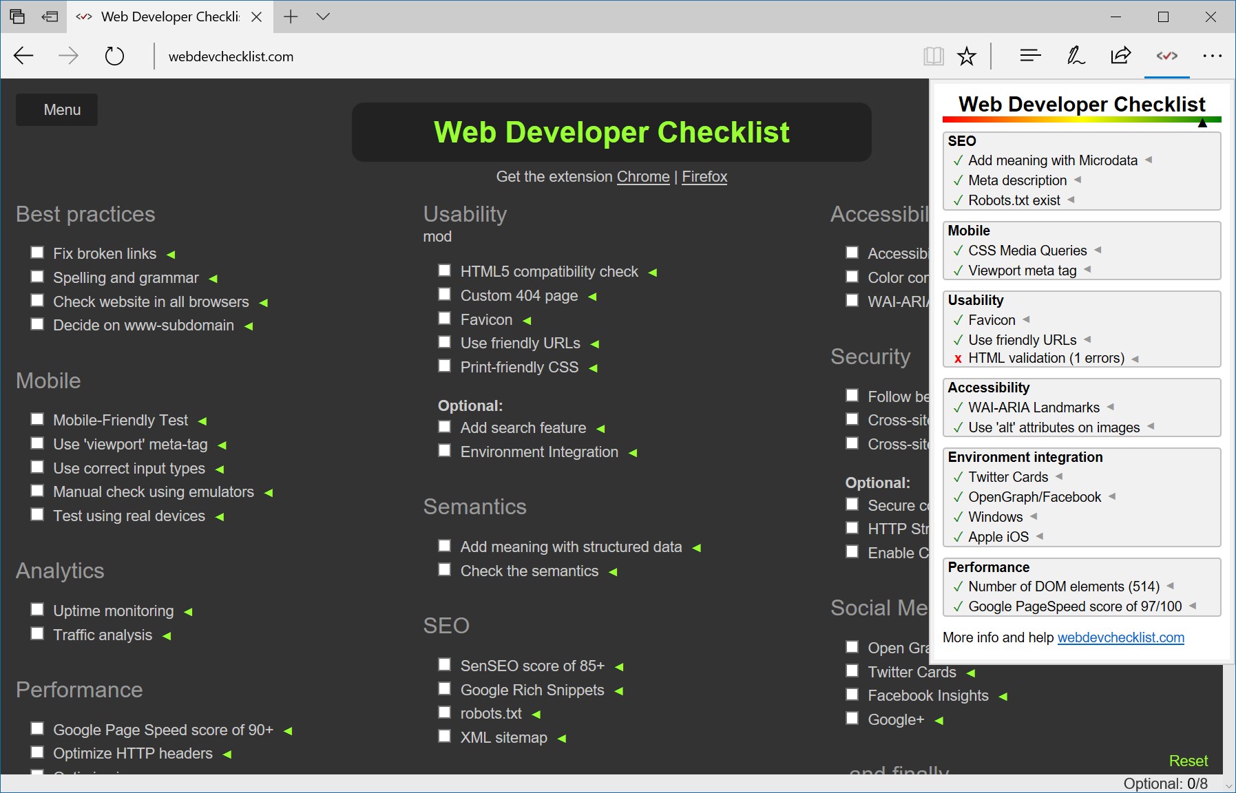 Web Developer Checklist