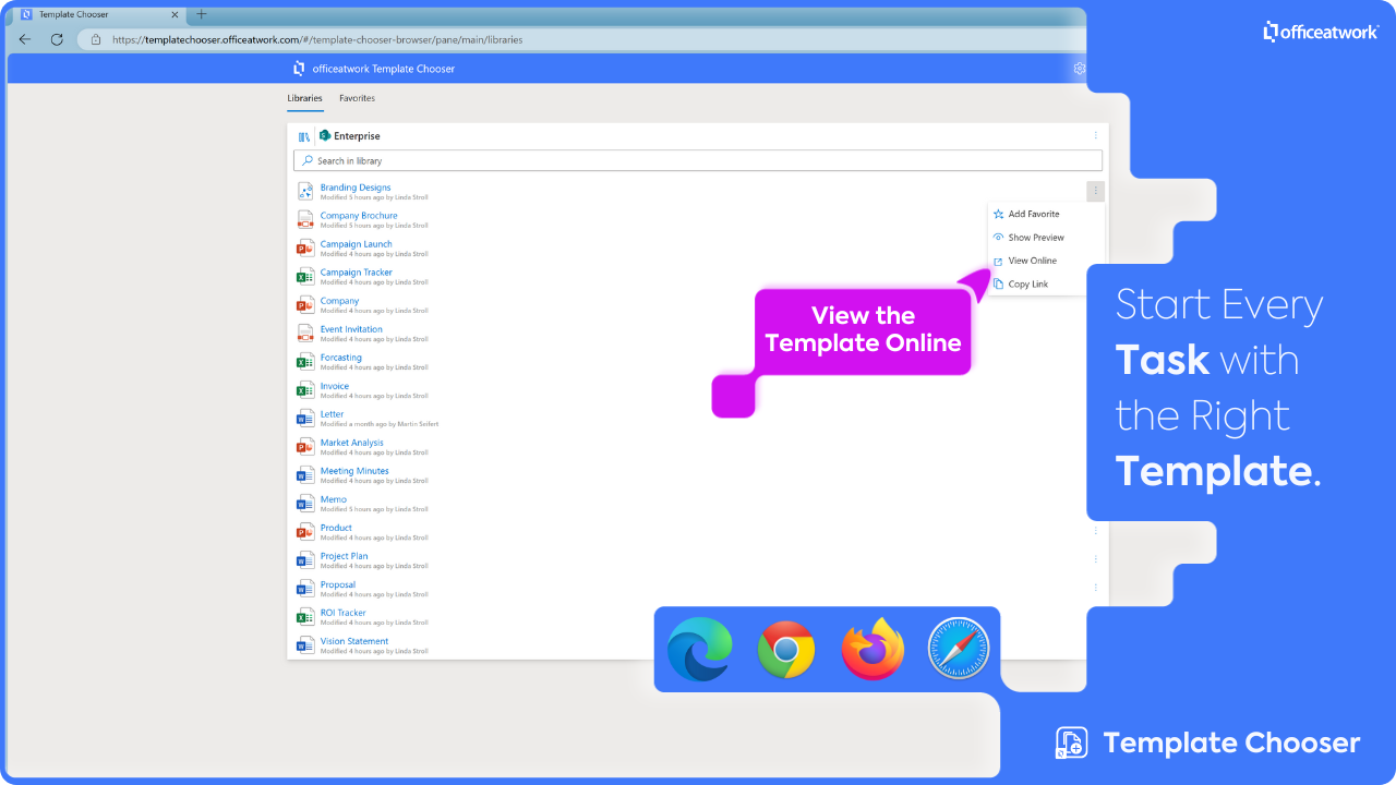 Snapshot 7 of officeatwork | Template Chooser for the Browser