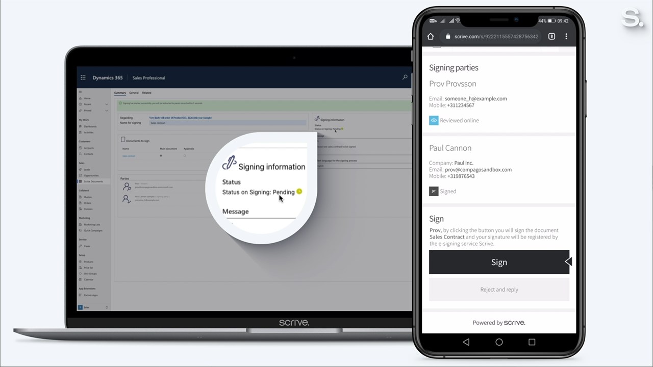 Snapshot 1 of Scrive for Dynamics 365