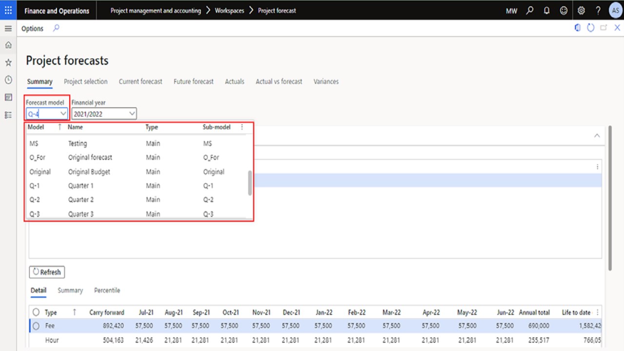 Snapshot 1 of Project Forecasting on Dynamics 365 for Finance and Operations