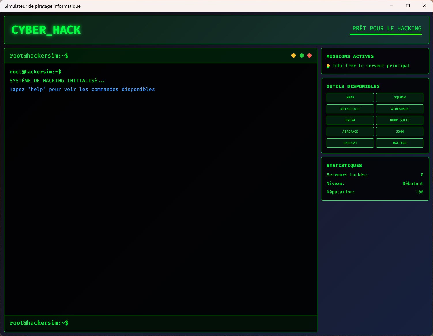Simulateur de piratage informatique screenshot