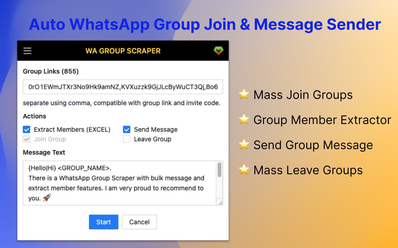 WA Group Scraper & Group Message Sender
