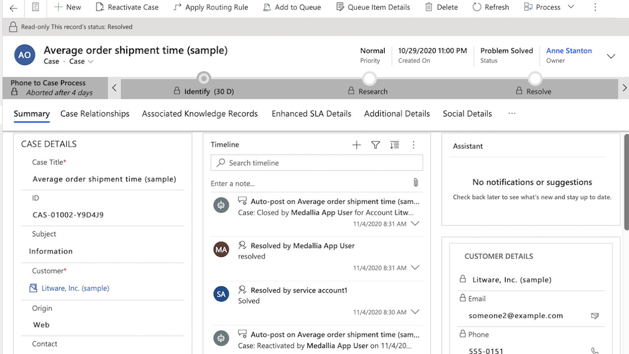 Snapshot 1 of Medallia for Microsoft Dynamics 365