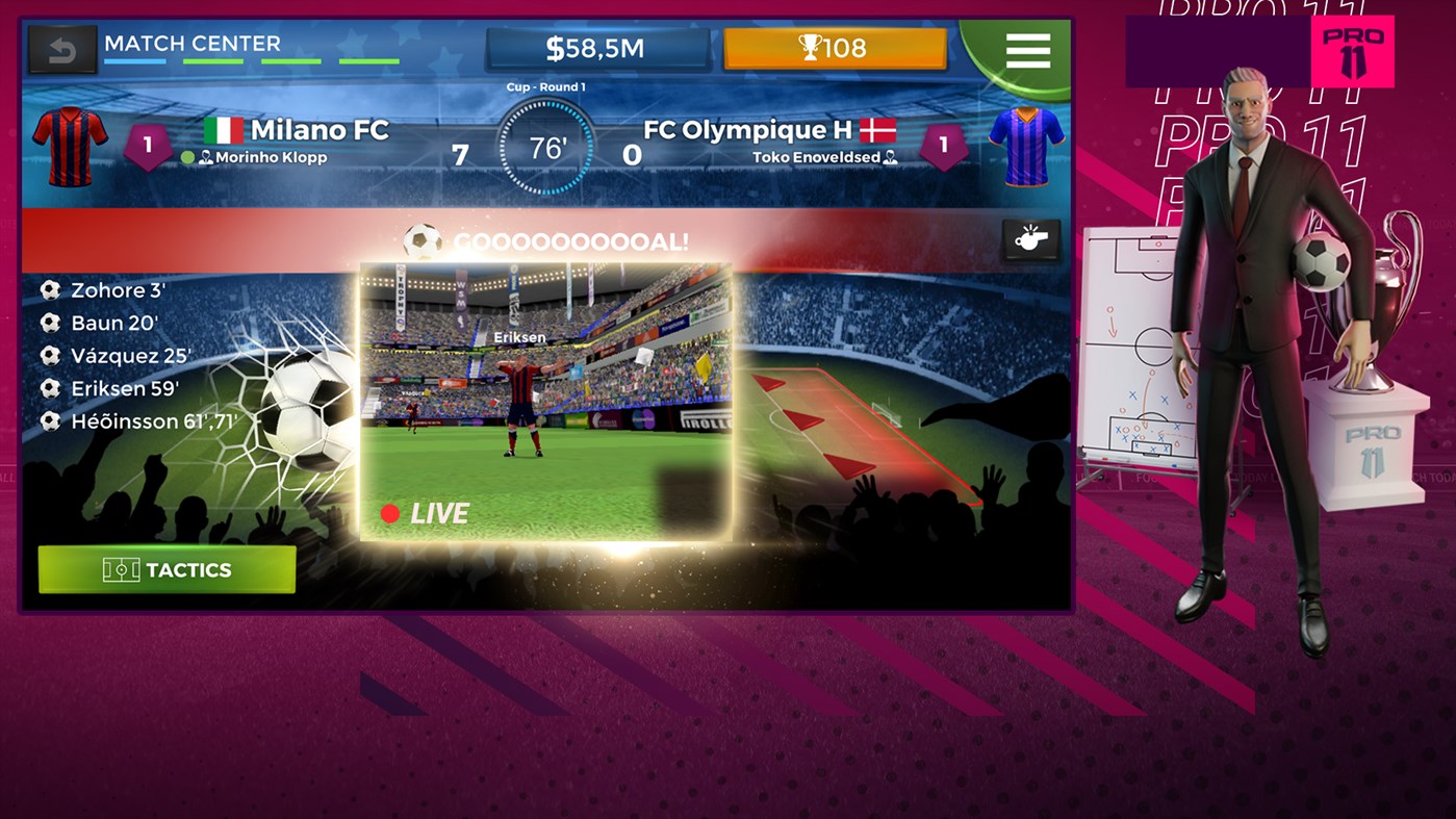 #1. Pro 11 - Football Manager Game (Windows) Tekijänä: Trophy Games ApS