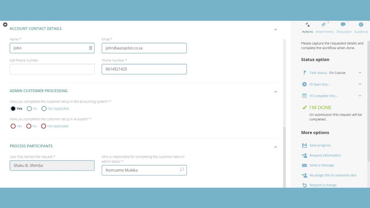 Snapshot 5 of Autopilot Customer Onboarding