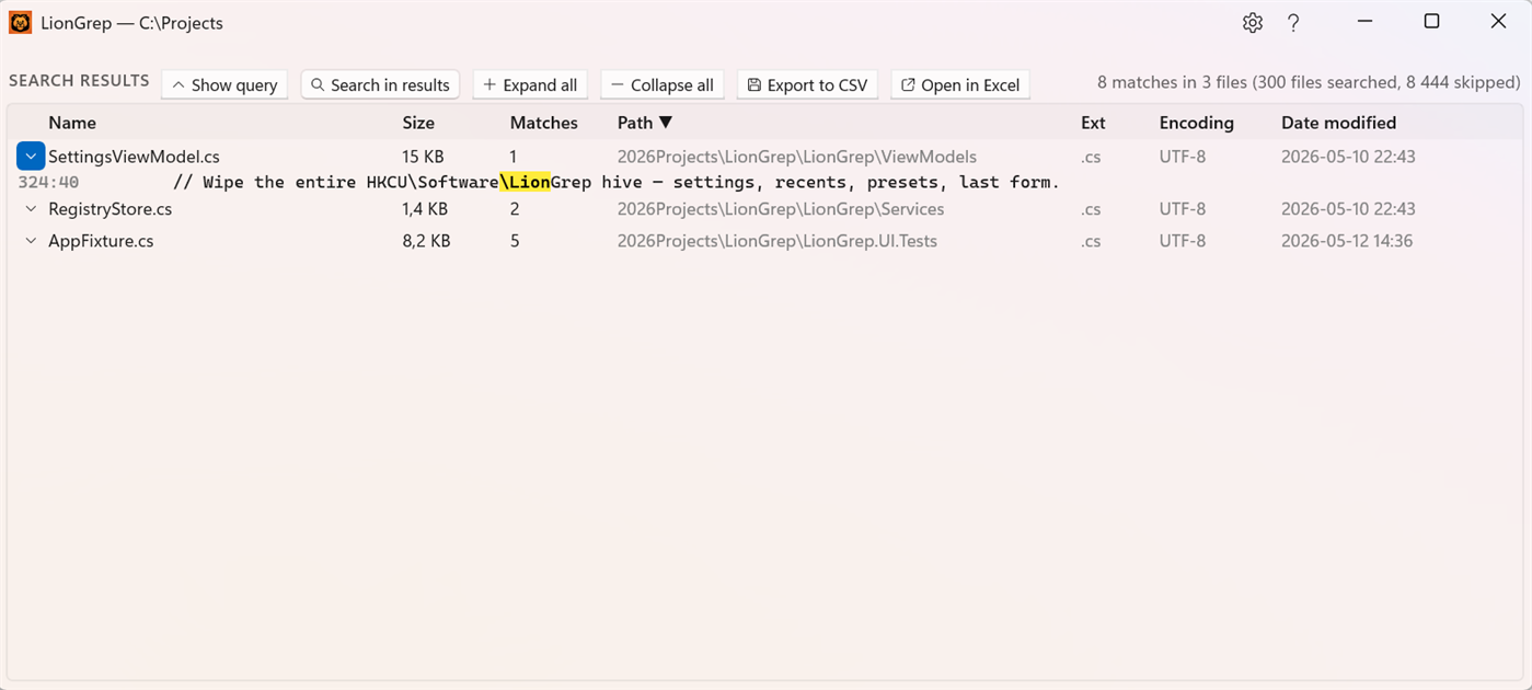 #2. LionGrep (Windows) By: Lion Tools