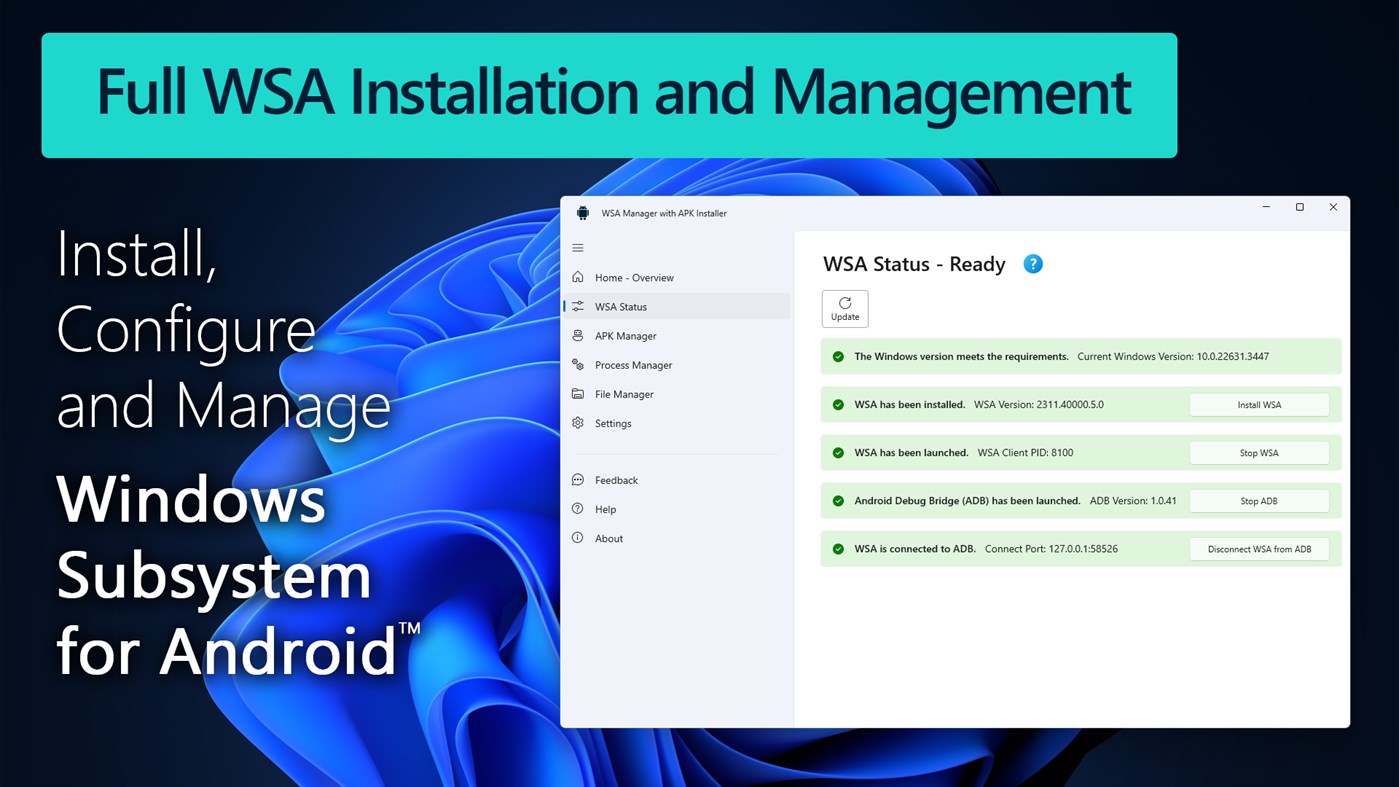 WSA Manager with APK Installer (by LISAppStudio com) (Windows Apps) AppAgg