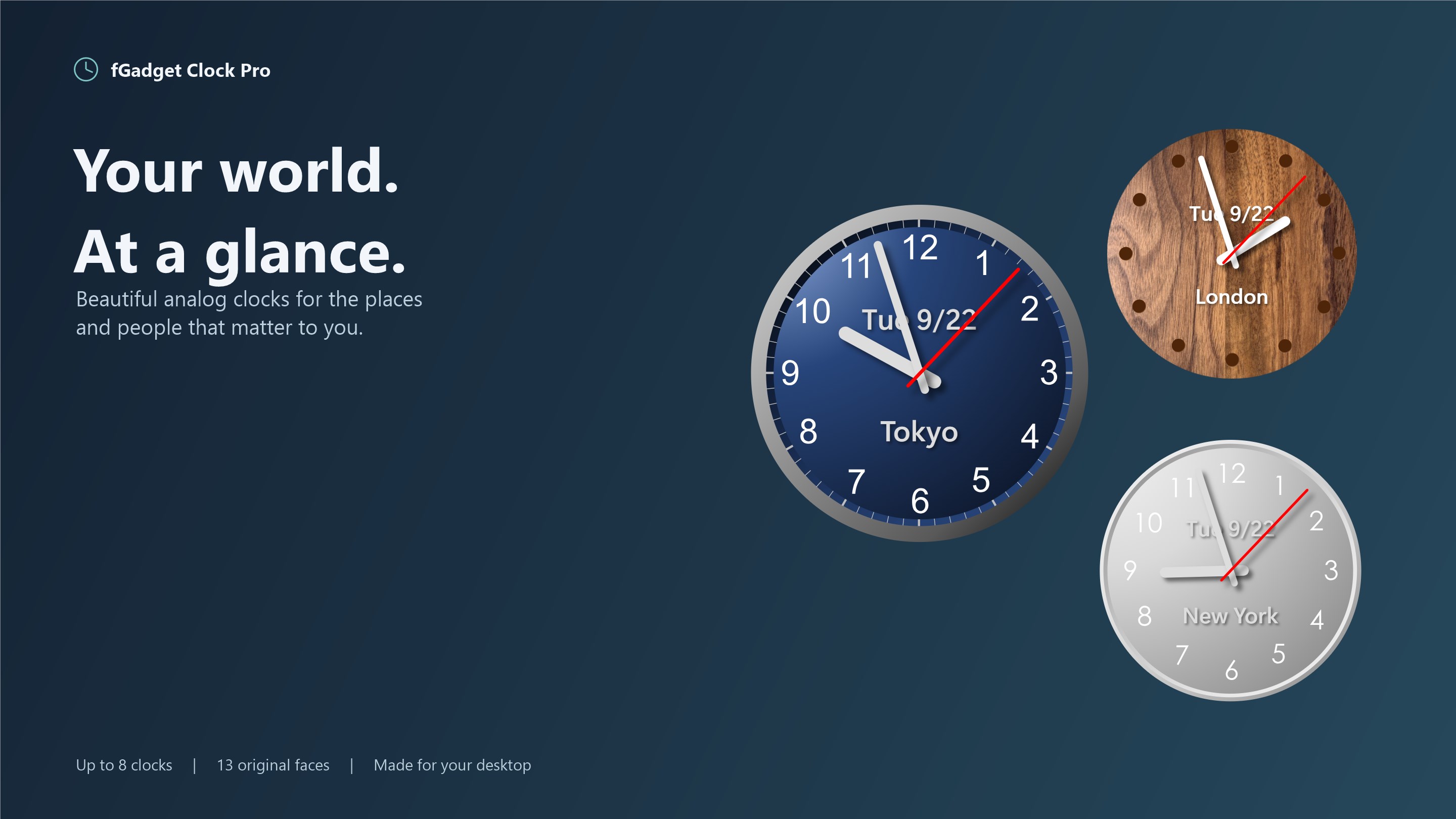 fGadget Clock Pro: Analog World Clock Desktop Widget screenshot